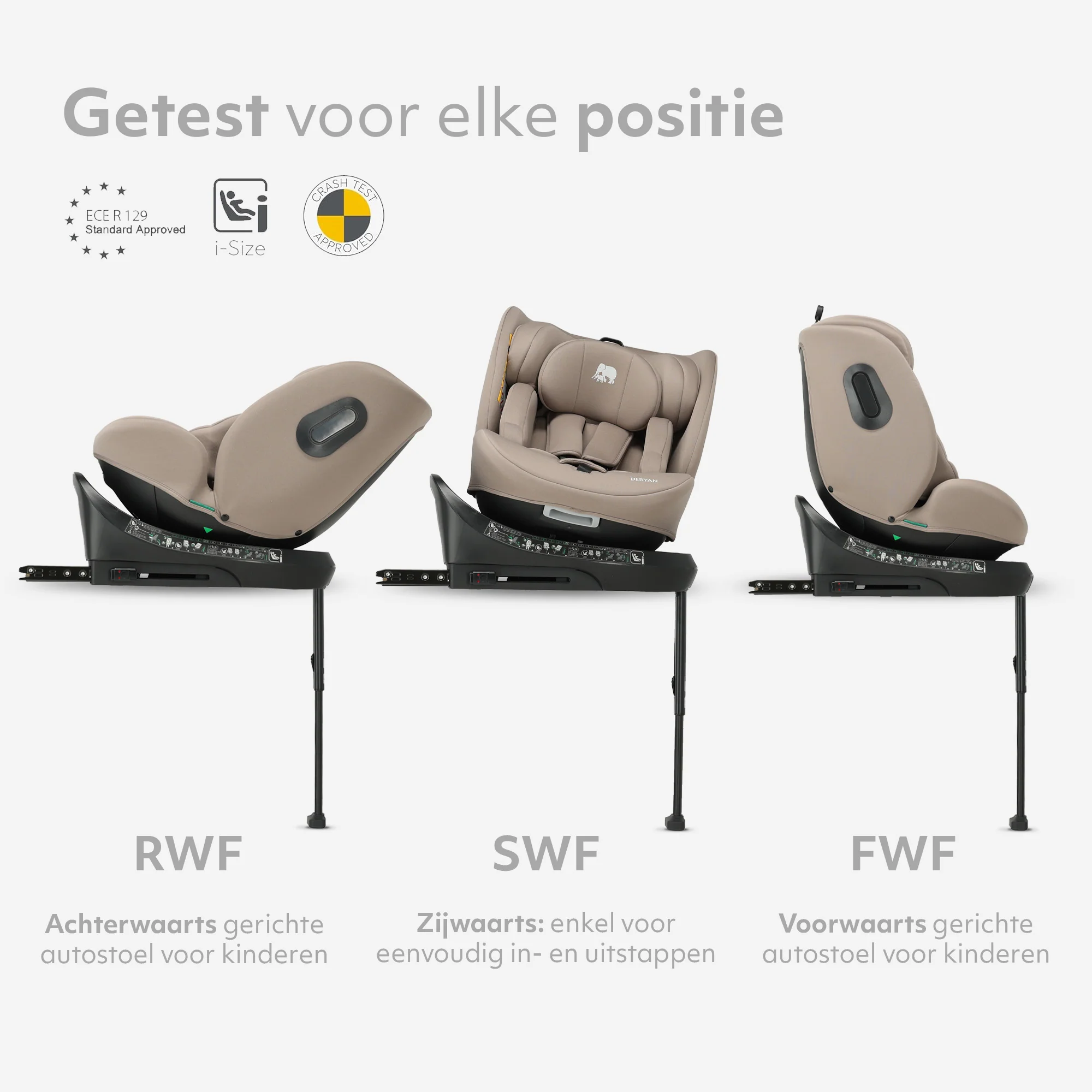 Carly Luxe i-Size Autostoel - 0-36kg - Isofix + steunpoot - 360 draaibaar - Nougat - Image 6
