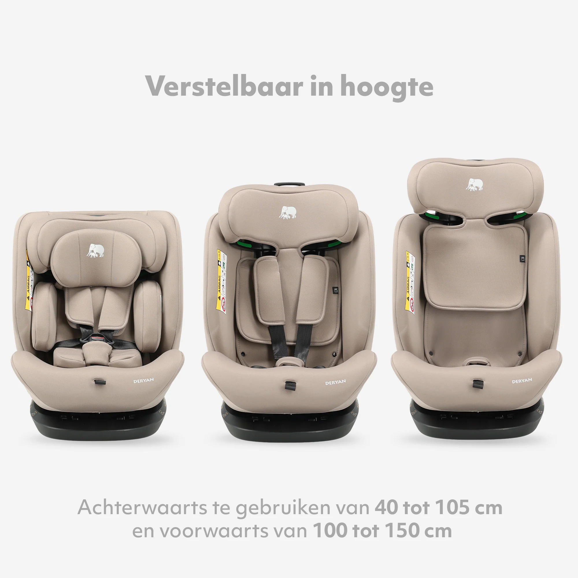 Clyde I-Size Autostoel - Geschikt vanaf 40 tot 150 cm - Groep 0/1/2/3 - Te bevestigen met gordel - Nougat - Image 8