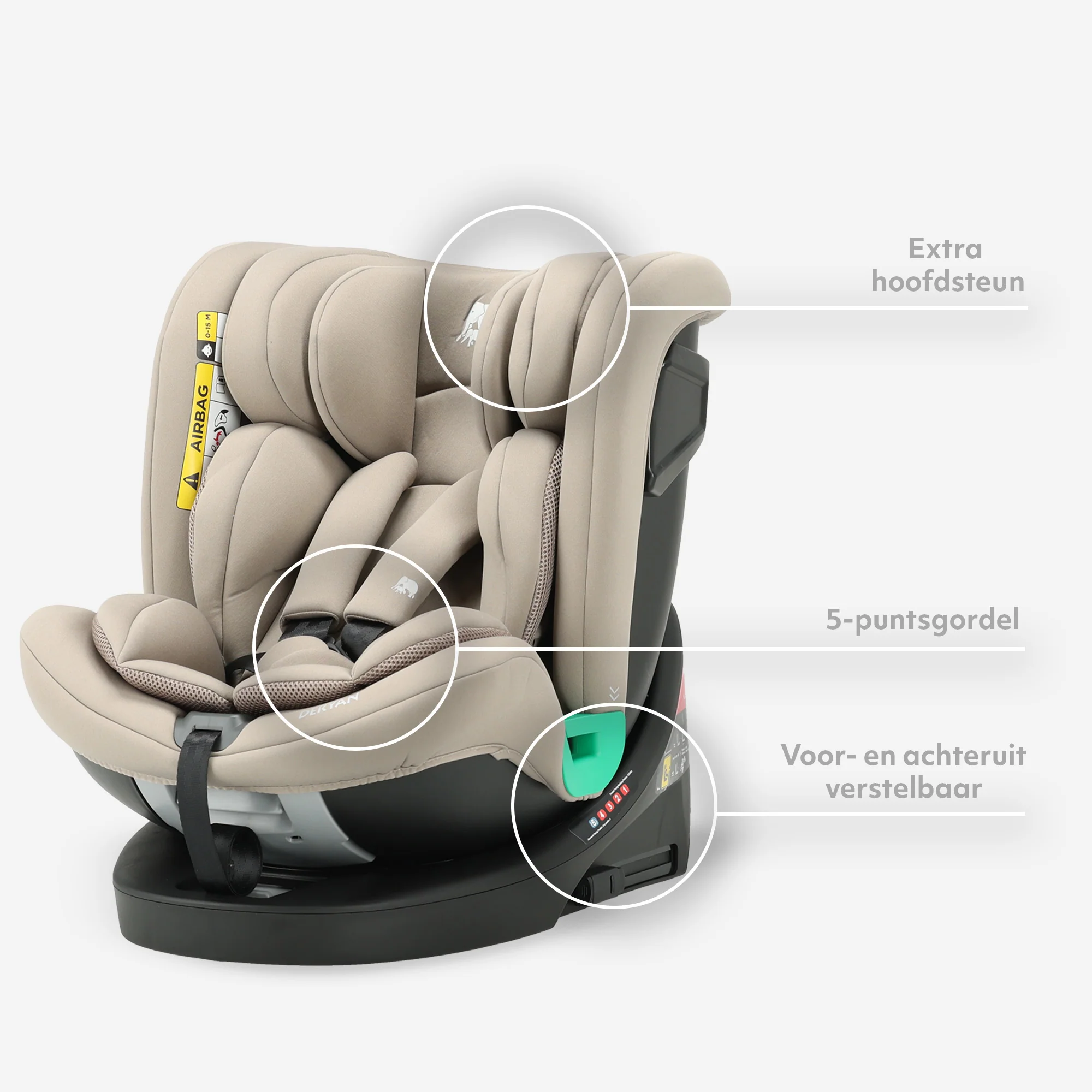 Colin Luxe I-size Autostoel - Groep 0-1-2-3 - Isofix - Draaibaar 360° - Nougat - Image 5