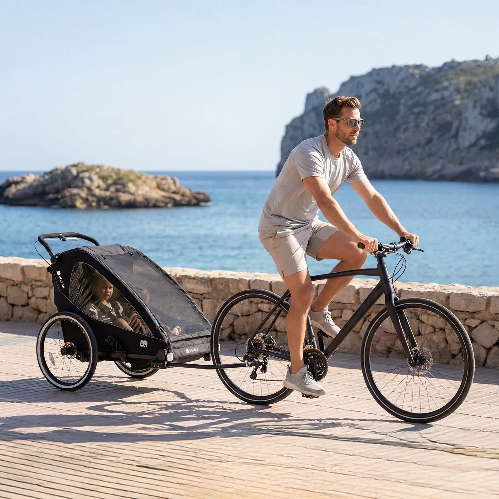 Luxe Fietskar V2 - Wandelwagen - Hardloopkinderwagen Zwart - Image 7