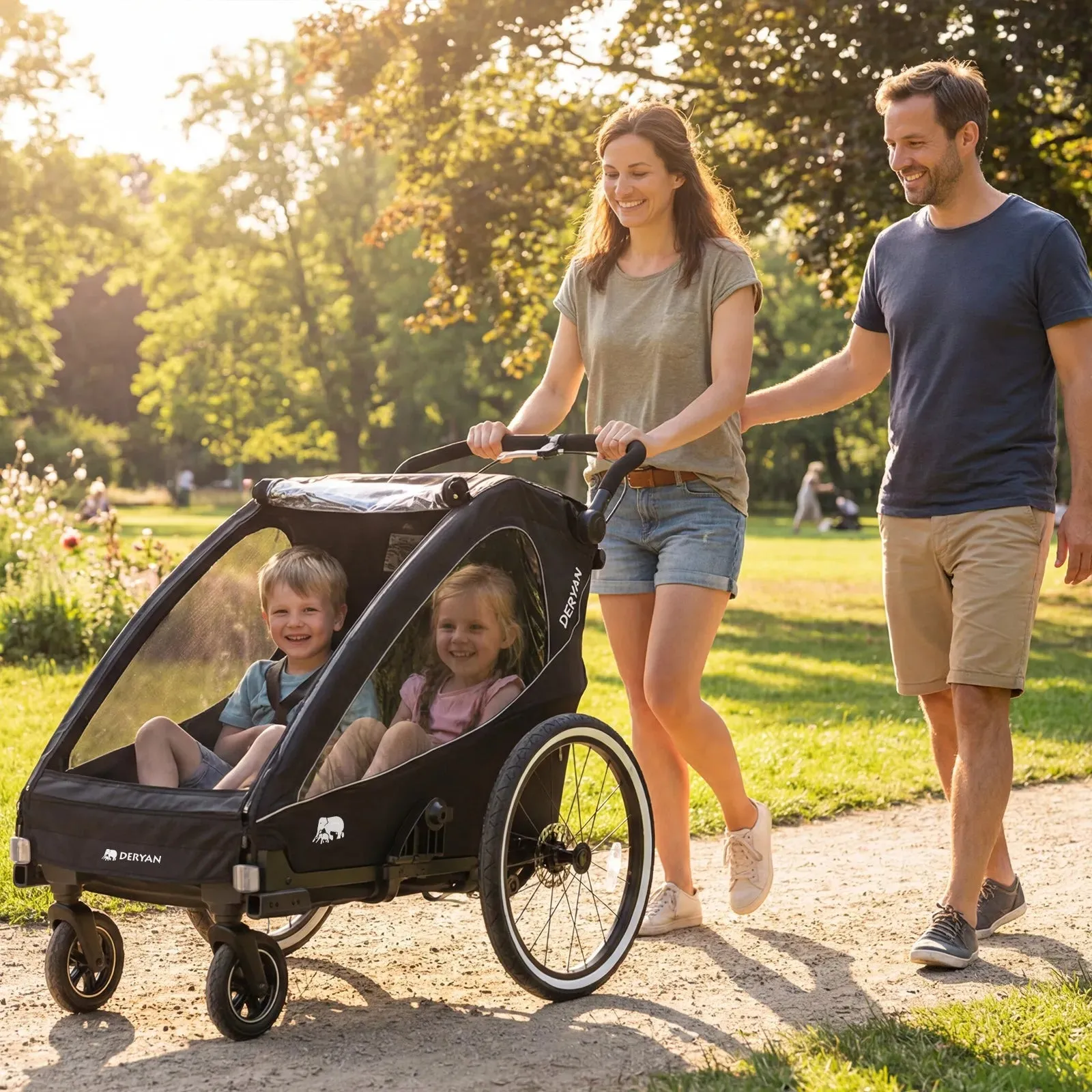 Luxe Fietskar V2 - Wandelwagen - Hardloopkinderwagen Cream - Image 9