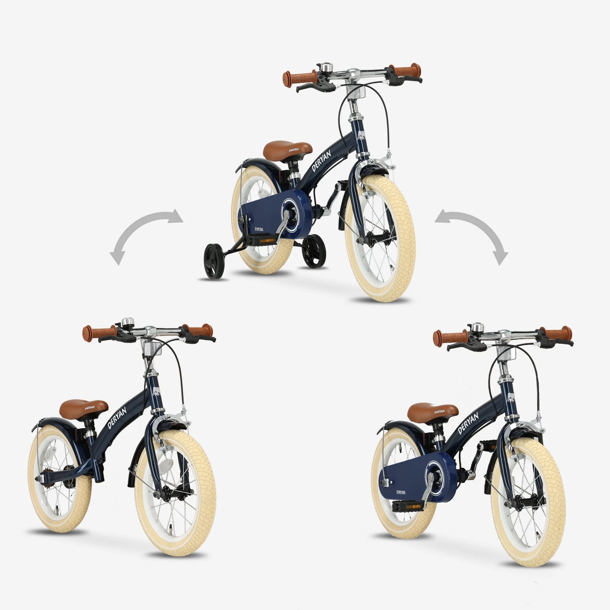Luxe Kinderfiets 14 inch - 3 in 1 - loopfiets Blauw - Image 5